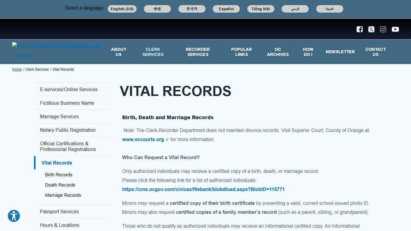 Vital Records | OC Clerk Recorder Department